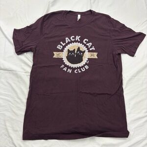Women's Size XL Bella+Canvas Graphic T-shirt Burgandy Black Cat Fan Club
